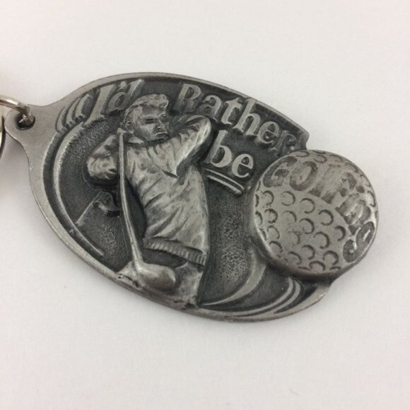 Pewter Rather Be Golfing Keychain Golf Sports Theme Great American Product - Picture 1 of 10